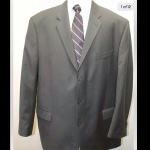 Calvin Klein Men's Blazer Pin Stripe Black 46R Made In Canada 100% Wool